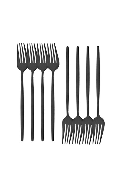 choice2 طقم شوك عشاء أسود مكون من 8 قطع، مصنوع من الفولاذ المقاوم للصدأ، مناس...