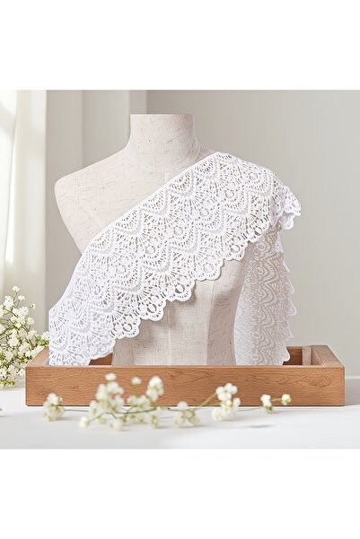 Choice 5 Yards - 180 Inches WHITE 15 Yards of 3D Lace with Floral Cutouts and...