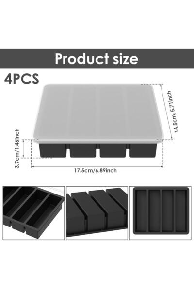 Choice صواني تجميد سيليكون مانعة للتسرب، 4 قطع، قوالب مكعبات ثلج، حاويات تخزي...