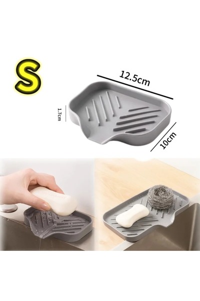 Choice6 قطعة واحدة من حامل صابون سيليكون لحوض المطبخ، مقاس صغير 12.5 سم، مع ط...