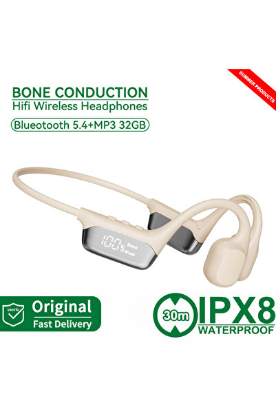 Choice سماعة رأس S10 - لون أبيض دافئ، بلوتوث 5.4، توصيل عظمي، مقاومة للماء بم...