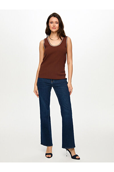 Faik Sönmez Transparan Bantlı Kolsuz Triko Bluz S26TRB012