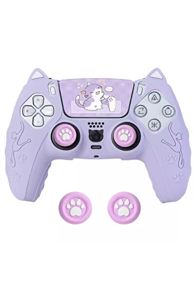 Choice5 Purple Silicone Controller Case Set Cat Paw with Sticker Controller S...