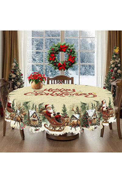 Choice4 152X220Cm S605 ​​ 1Pc Merry Christmas Theme Printed Tablecloth, Retro...