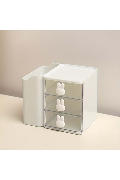 Choice1 White Desktop Organizer WIth Drawer Multifunctional Drawer Storage Bo...