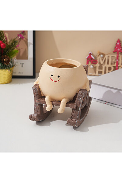 Choice النمط 1: وعاء زهور صغير على شكل كرسي هزاز، مصنوع من الراتنج، مناسب للف...