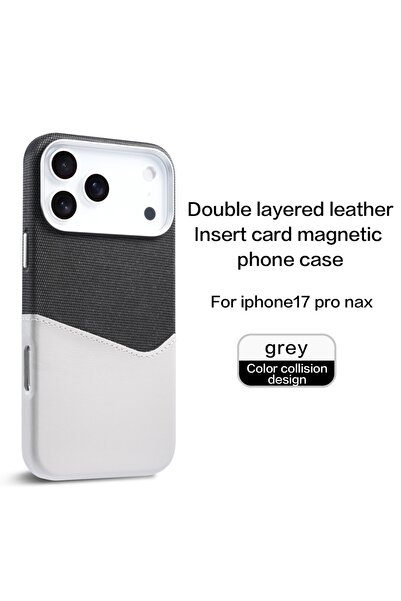 Choice15 iPhone17 Pro Max Black Fabric Cloth Pu Leather Phone Case for iPhone...