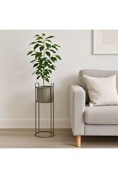 Tessari Decorative Metal Pot Holder with Gray Base Ø17.5 x 51 cm - 4.5 L