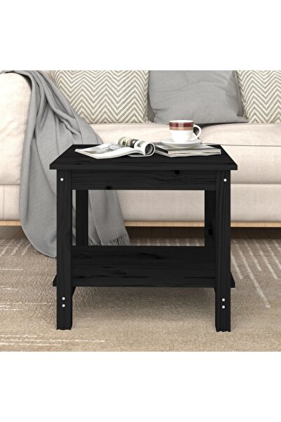 Concept Τραπεζάκι σαλονιού, μαύρο, 50x50x45 cm, μασίφ ξύλο πεύκου