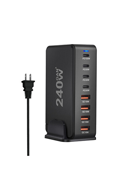 Choice1 VIKEFON US 240W GaN Desktop Phone Charger with 8 USB-C Ports Supports...