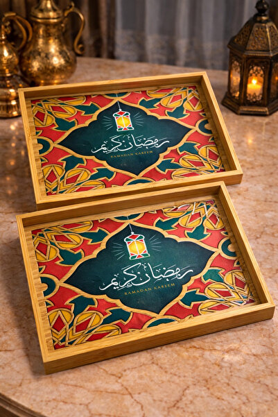 WOOD Luxurious Ramadan tray set with a glass base – elegant heritage design f...