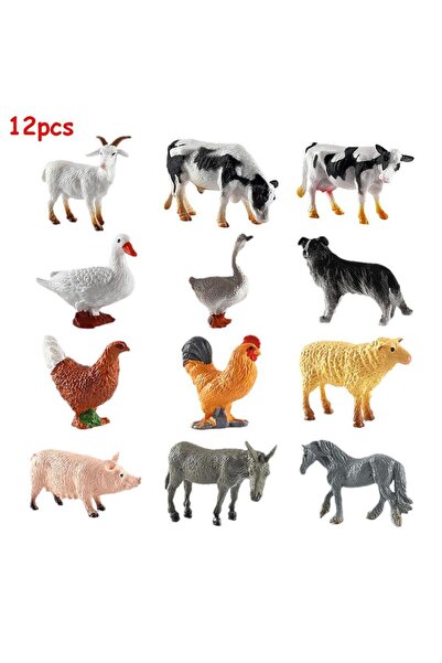 Choice مجموعة من 12 مجسمًا صغيرًا لحيوانات المزرعة، نماذج واقعية لسلسلة المزر...