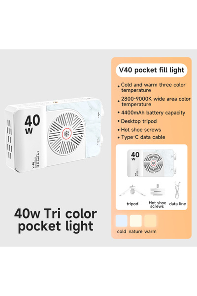 Choice مصباح فيديو LED ثنائي اللون V40 بقوة 40 واط بتقنية COB، إضاءة مستمرة ل...