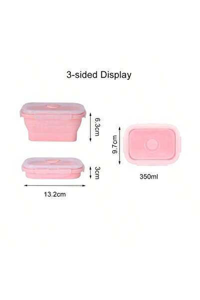 Choice14 علبة غداء سيليكون قابلة للطي سعة 350 مل باللون الوردي، متوفرة بألوان...