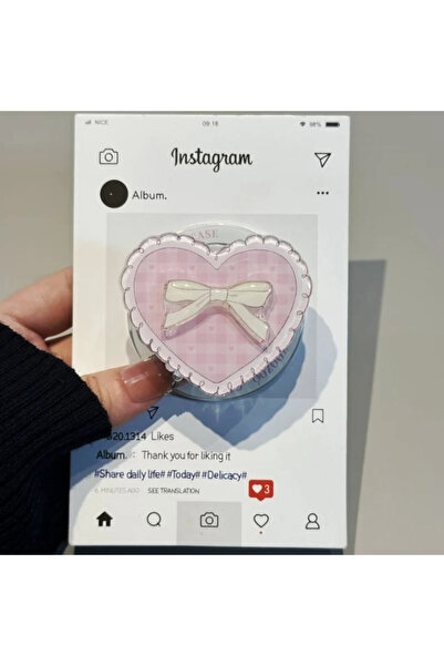 Choice 6301 Korean Cute Grid Heart Bow for Magsafe Magnetic Phone Griptok Gri...