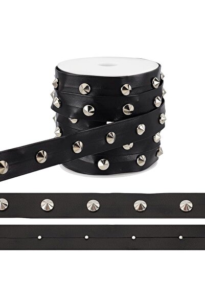 Choice AECH03-20458 9 Yards(8.2m) PU Leathers Lace with Rivet 0.8inch Wide Bl...