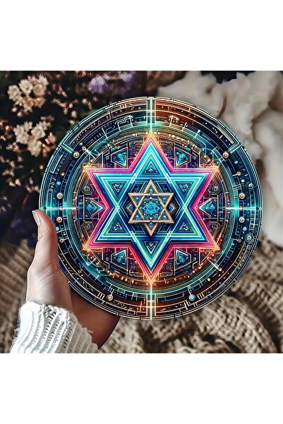 Choice لوحة ألومنيوم دائرية عتيقة الشكل على شكل نجمة داود، مقاس 20×20 سم، قطع...