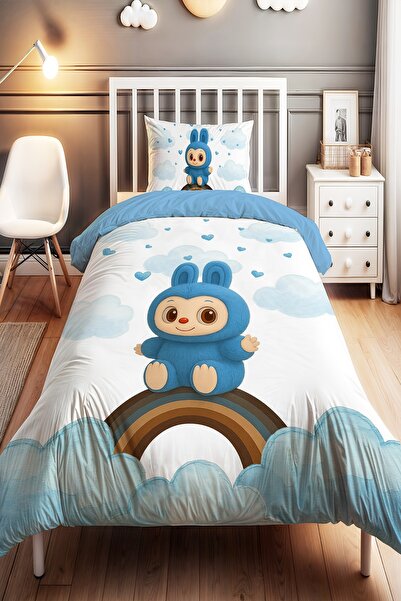 EVPANYA Blue Rainbow over the Rainbow Pofi Patterned Single Baby Kids Bedding...