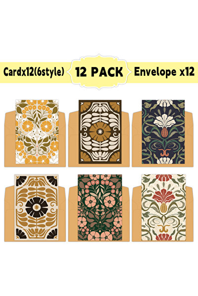 Choice 12pcs 12pcs Vintage Floral Greeting Cards With Envelope For Thank You,...
