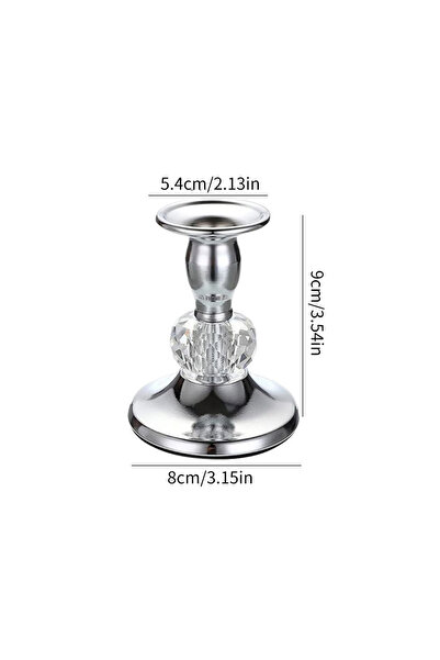 Choice حامل شموع معدني كريستالي فضي اللون، قطعة واحدة، مناسب لإضاءة الشموع، ط...