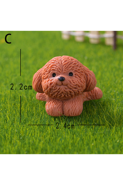 Choice3 تمثال صغير لطيف على شكل جرو تيدي بني اللون، زينة صغيرة للمناظر الطبيع...