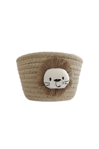 Choice M Dark Khaki Cute Lion Basket Organizer Woven Rope Round Storage Baske...
