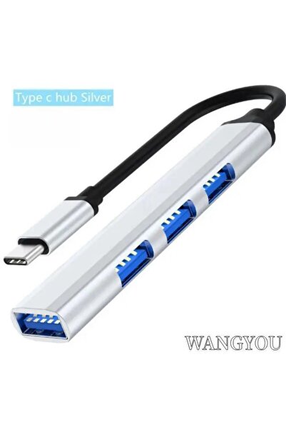 choice2 467 TypeC Silver OTG Type C to USB 4 Ports USB 30 Hub High Speed Spli...