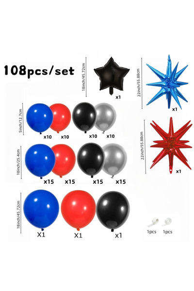 Choice Other As Picture Multicolor 108-Piece Black-Red-Blue-Silver Balloon Ar...
