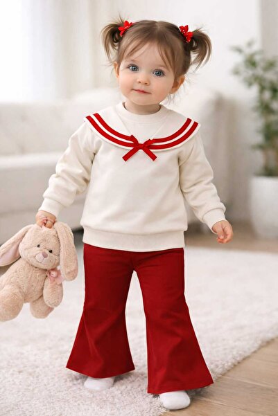 Lino Baby İspanyol Paça Fiyonk Detaylı %100 Pamuk Kız Bebek Takım