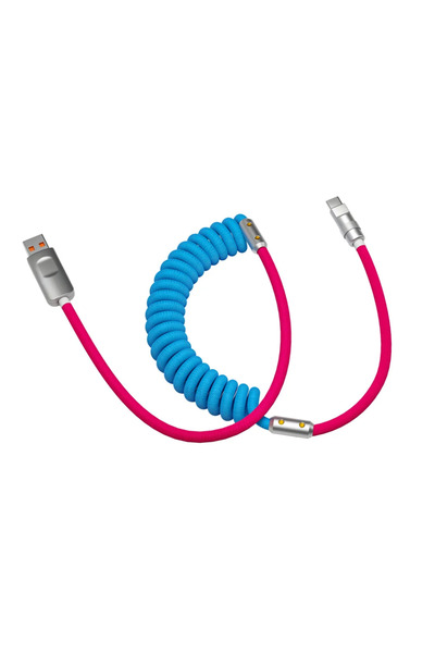 Choice كابل شحن سريع USB بطول 1.8 متر، أزرق ووردي، متوافق مع أجهزة أندرويد، ب...