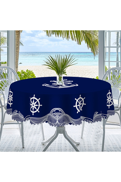 Choice5 مفرش طاولة دائري (180 سم) X058 قطعة واحدة بنمط بحري صيفي، متوفر بأشكا...