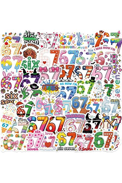 Choice Multicolor 50PCS Cartoon Funny 67 Six Seven Stickers 67 DIY Stickers S...