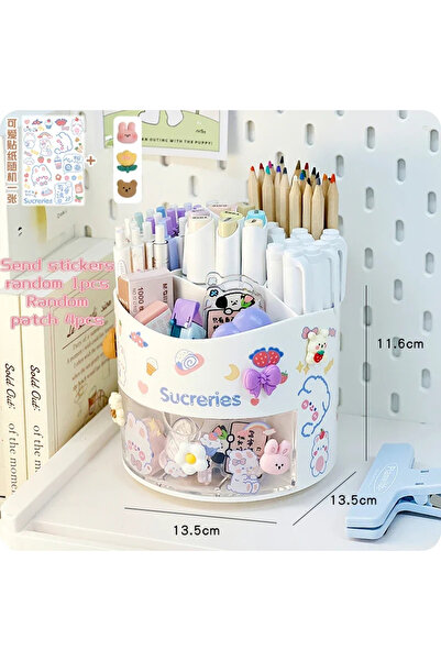 Choice7 White Plus Cute Rotating Pen Holder Desktop Drawer Stationery Box Cas...