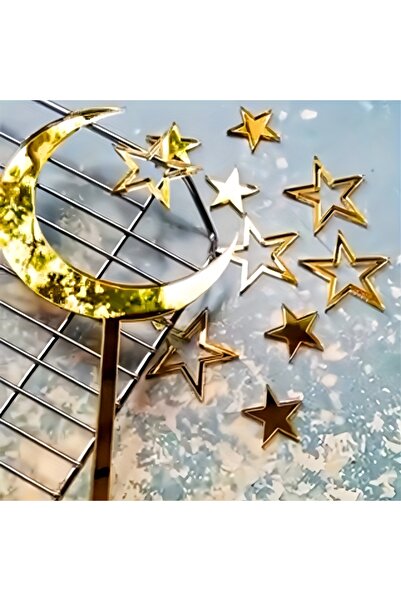 Choice 8pcs 8pcs Golden Star & Moon Cake Topper Set - Elegant Celestial Party...