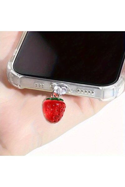 Choice1 سدادة غبار صغيرة لطيفة على شكل فراولة للهواتف من النوع C، إكسسوار جمي...