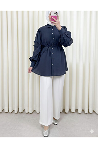 bellura Ruffled Sleeves Stoned Buttoned Shirt