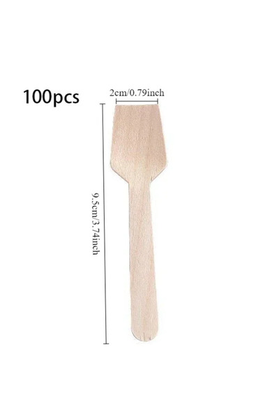 Choice ١٠٠ قطعة مجرفة مربعة، ١٠٠ قطعة ملعقة خشبية صغيرة للاستخدام مرة واحدة، ...
