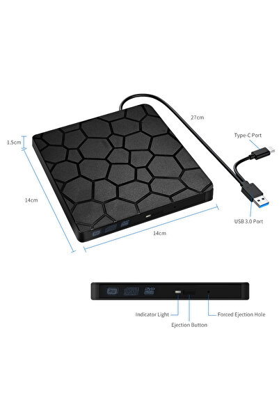 Choice GGBEE Black 2 in 1 External DVD RW Drive USB 3.0 Type C Interface Slim...