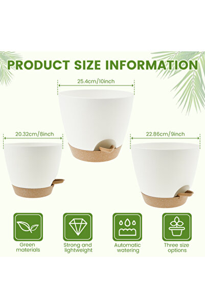 Choice 3Pcs White 3Pcs Self Watering Flowerpot Plastic Planter with Drainage ...