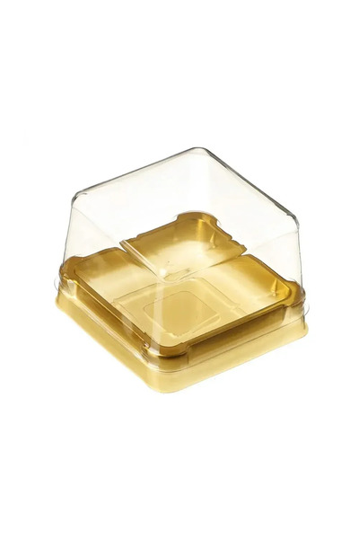 choice2 علبة كب كيك صغيرة ذهبية اللون، 50 قطعة، مصنوعة من البلاستيك الشفاف، ب...