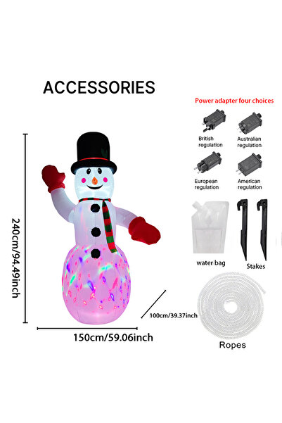 Choice1 EU 78HW3-240QM0071A 7.87FT Inflatable Snowman Hat Colorful Light Toy ...