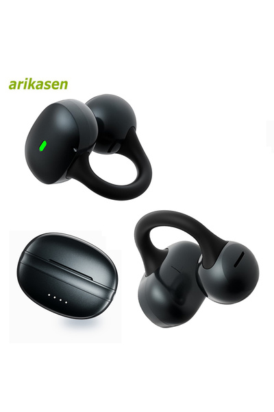 Choice سماعات أذن لاسلكية سوداء بمشبك، تدعم تقنية بلوتوث 6.0، مفتوحة الأذن، ت...