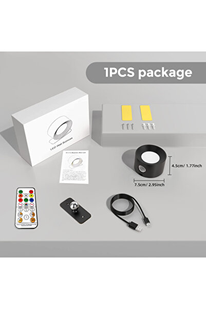 Choice3 1pc blackshell RGB Magnetic Cabinet Lights, Battery Operated 360° Rot...