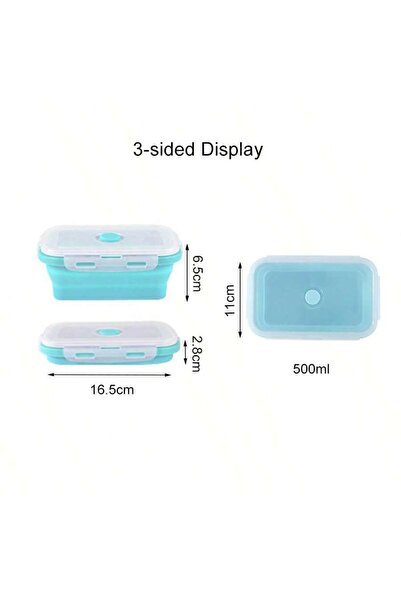 Choice4 1Pc 500ml blue 4 Pcs 350/500/800/1200ml Foldable Silicone Lunch Box S...