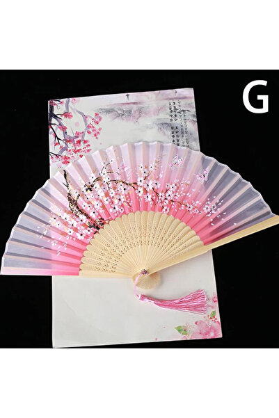 Choice10 07 1Pc Vintage Silk Folding Fan Retro Chinese Japanese Bamboo Foldin...