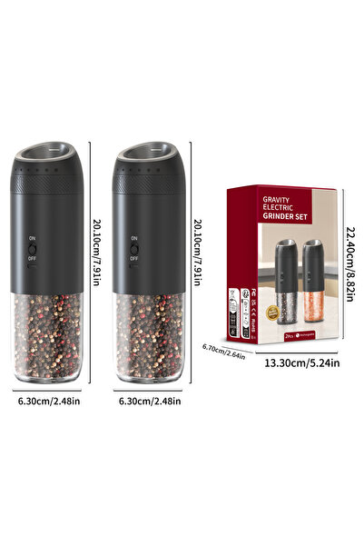 choice2 KYMQ-71A-BB 1/2PCS Electric Salt And Pepper Grinder with LED Light Gr...