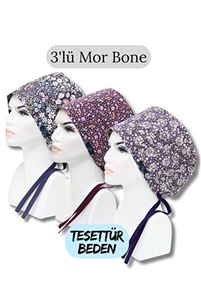 doktorbonem Tesettür Beden 3'lü Mor Bone Mor Kır Çiçekleri Mor Çıtır Mor Çıtı...