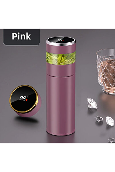 Choice1 ترمس شاي وردي اللون سعة 450 مل مصنوع من الفولاذ المقاوم للصدأ 316، زج...