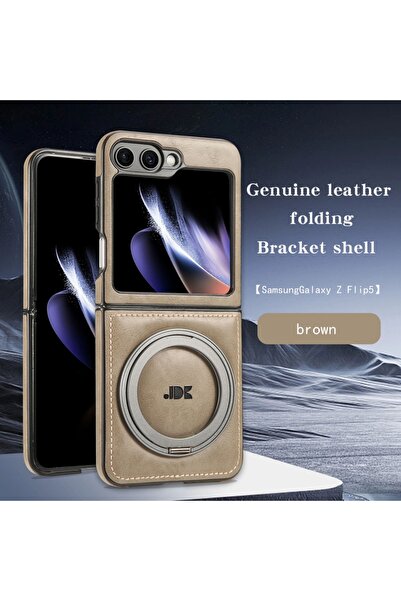 Choice18 غلاف هاتف جلدي جلد اللون مزود بحامل دوار وغطاء خلفي ماج سيف لهاتف جا...