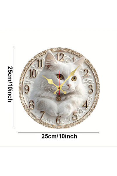 Choice 10 inch GZ-WYT09160018 Elegant Cat Themed Wooden Round Silent Hanging ...